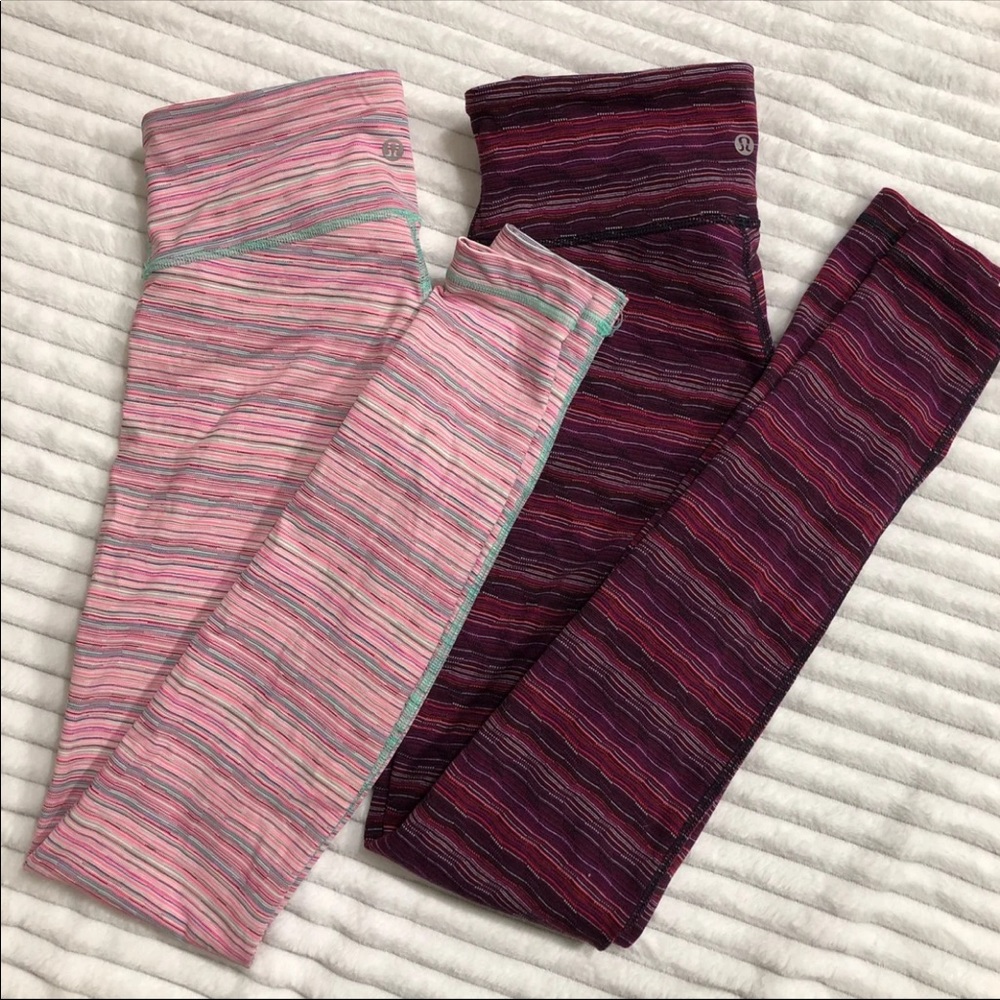 LULULEMON • 2 Wunder Under Cyber Stripe Leggings